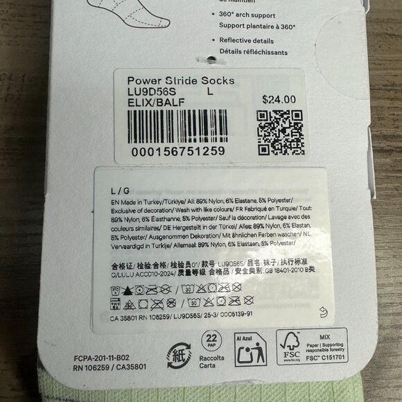 NWT Lululemon Unisex Power Stride Crew Socks *Reflective Size Large (ELIX/BALF) - Picture 14 of 16